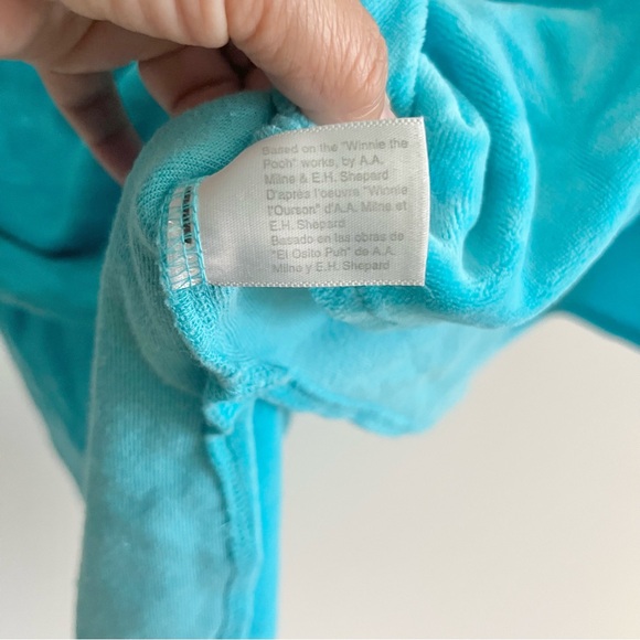 Vintage Disney Winnie the Pooh Teal Velour Sleep Nightgown Tigger Christmas Med - Picture 10 of 11